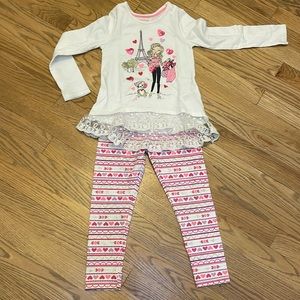 Isaac Mizrahi, Valentines matching top and leggings, size 5-6